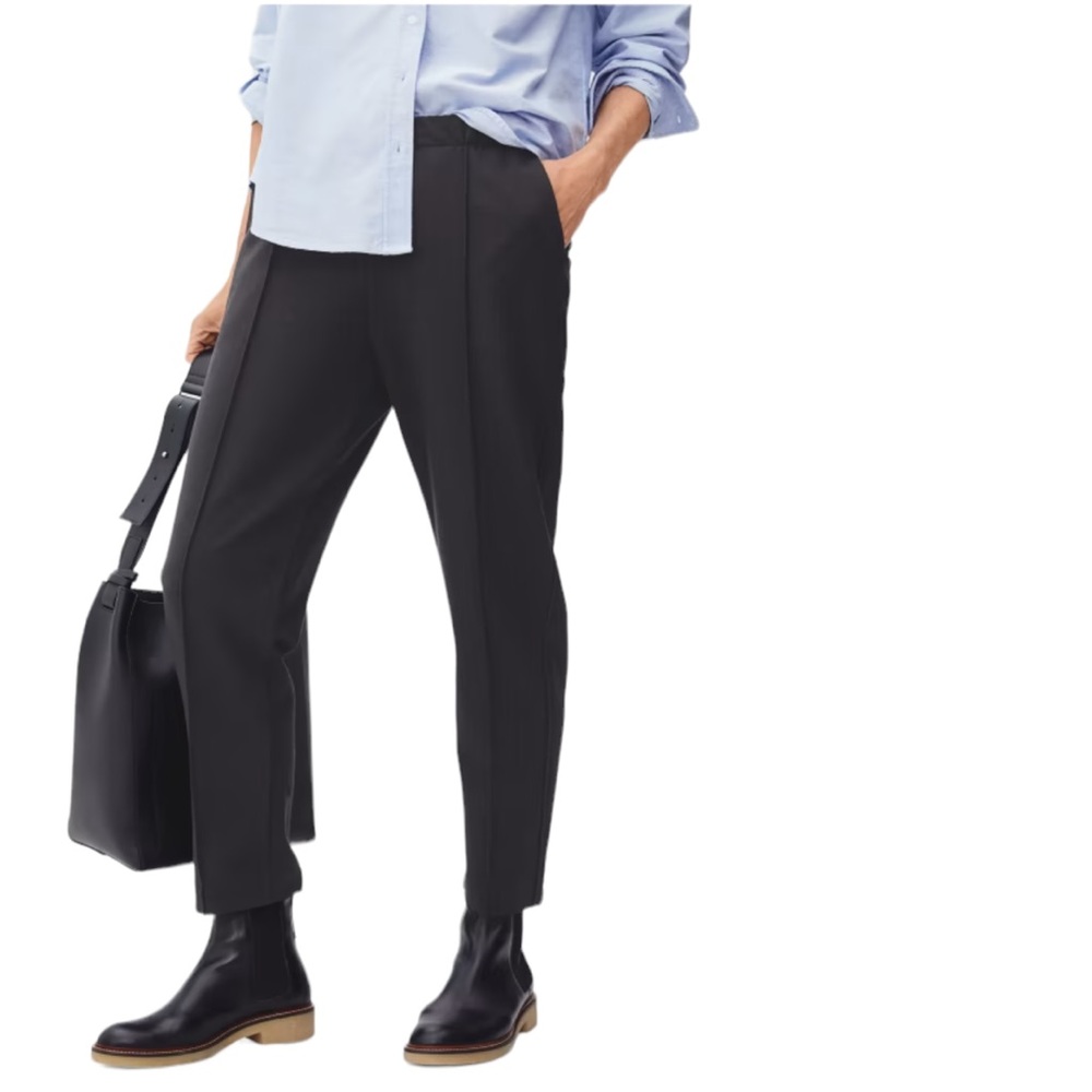 NWOT EVERLANE The Dream Pant in Black Pull On Ankle Slacks Size Large
